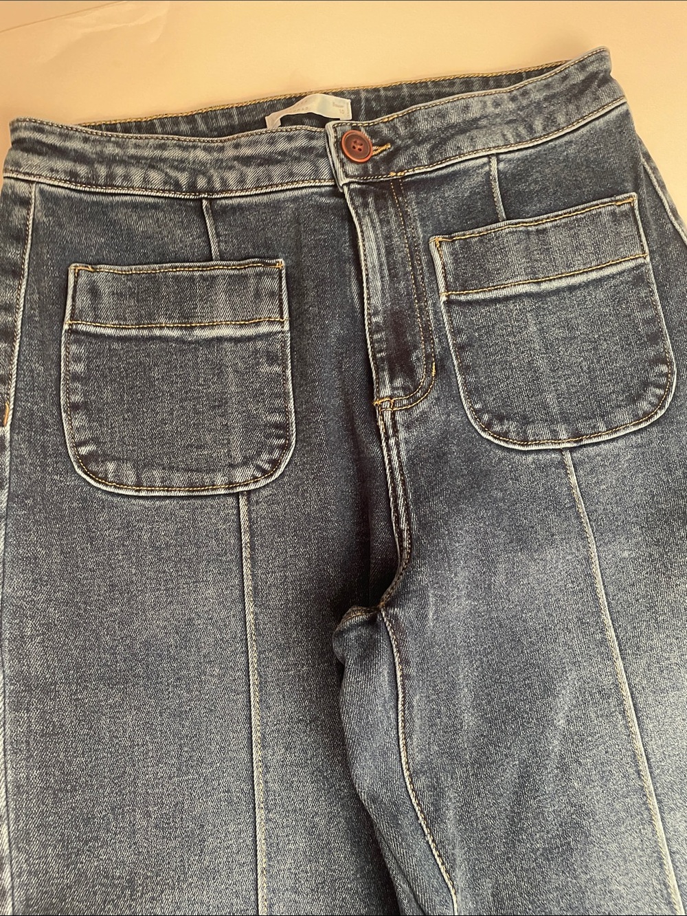 LC Lauren Conrad Vintage-Inspired Wide Leg Jeans in Medium Blue Denim